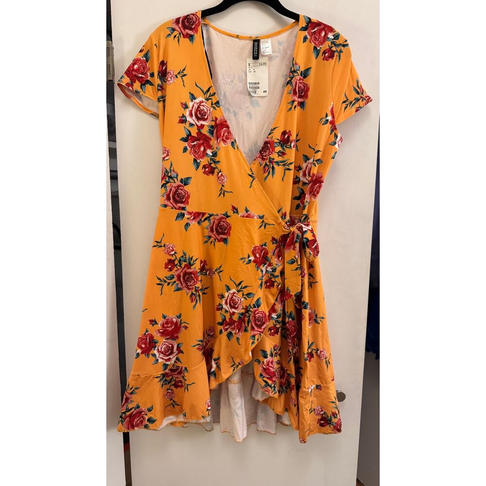NTW - Marigold Yellow Floral Skater Dress - Size 8 - H&M